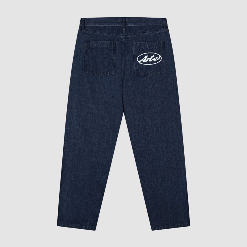 Pantalon à poche avec logo circulaire - Denim brut