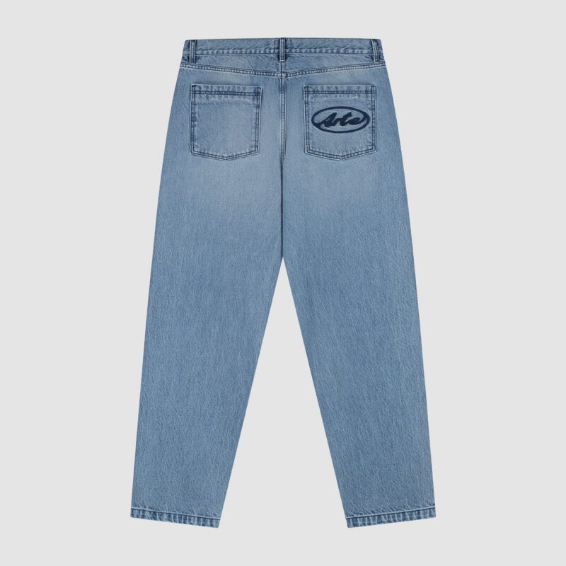 Pantalon à poche avec logo circulaire - Denim Bleach