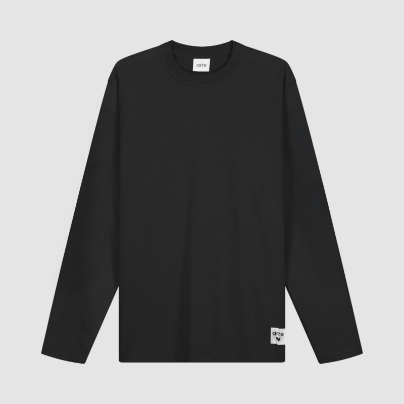 T-shirt à manches longues avec étiquette réversible - Noir