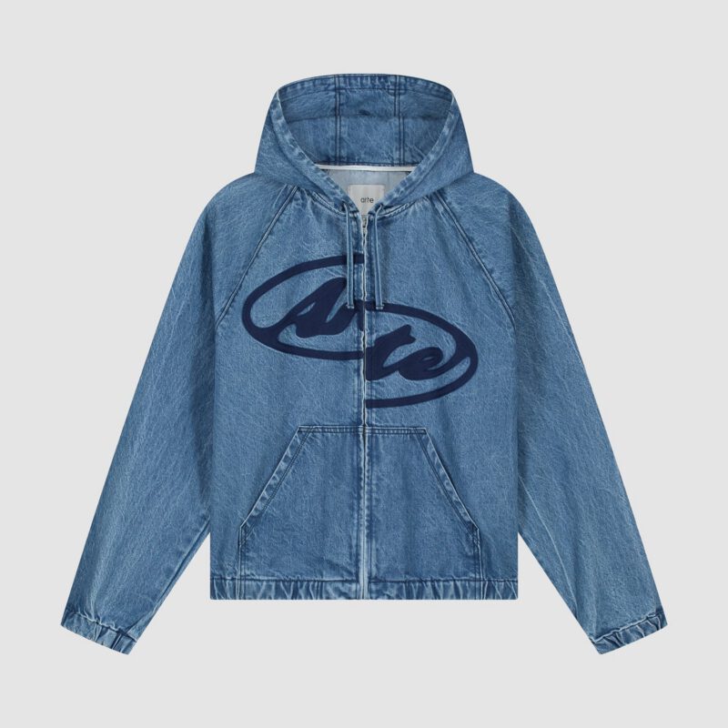 Veste à capuche en denim Split Logo - Bleu marine
